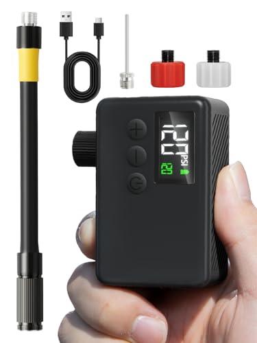 GPUTEK Bike Tire Mini Pompa Elettrica: 120 Psi Alta Pressione Portatile Piccola Pompa Per Bicicletta Con Manometro Digitale Per Valvole Presta E Schrader Di Bici Da Strada, Mountain Bike, E-Bike