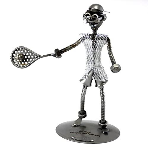 TENNISTA IN METALLO CON VITI BULLONI CHIODI DI METAL IDEA - IDEA REGALO ORIGINALE - 100% ARTIGIANALE - MADE IN ITALY - PERSONALIZZABILE