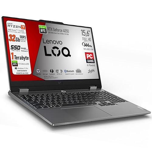 Lenovo Notebook Gaming Ryzen 7 7435Hs, RAM DDR5 32 Gb GeForce RTX 4050 6GB, SSD 1Tb, IPS DISPLAY 15,6