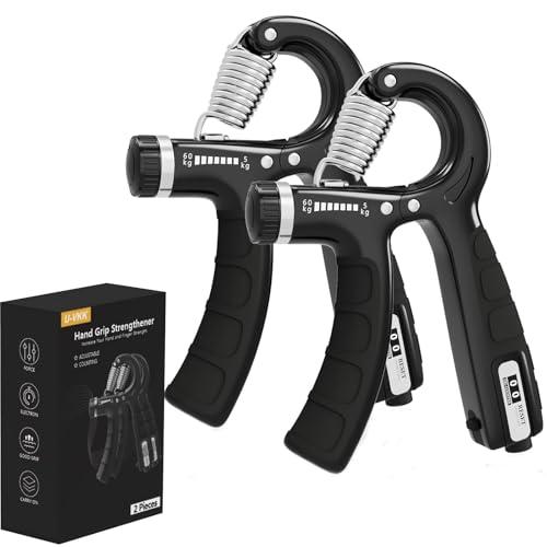 U-VKK Hand Grip,5-60 kg Allenamento Avambraccio, Avambracci Attrezzi con funzione di conteggio, Hand Trainer Gripper Resistenza Regolabile per Allenamento Della Forza, Pinza Mano Contatore Nero