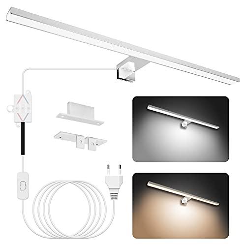 NIORSUN Luce Specchio Bagno LED 15W 60cm Doppia Temperatura Colore 4000K 6000K, Impermeabile IP44, 1500Lm, Montabile su Specchio/Mobile/Parete