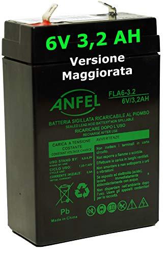 Batteria di ricambio per lampada di emergenza BEGHELLI 1499 6 volt 3,2 ah piombo ricaricabile ANFEL