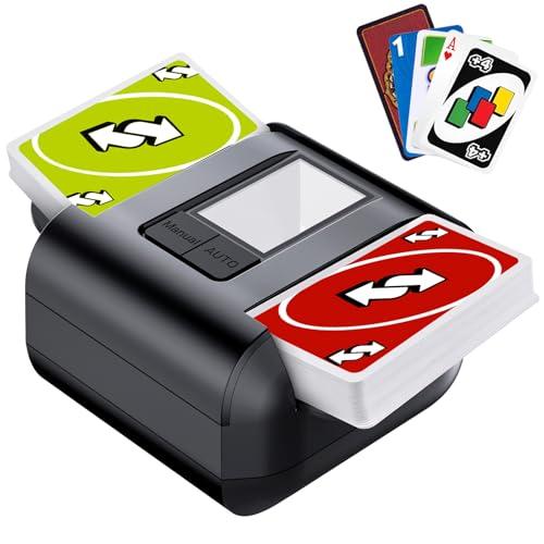 Mescolatore Carte Automatico Elettrico per 1-2 Mazzi - Modalità AUTO/Manuale - Batteria 2000mAh Ricaricabile USB-C Silenzioso - Compatibile con Poker, Blackjack, UNO, Texas Hold'em, Skip-Bo, Phase 10