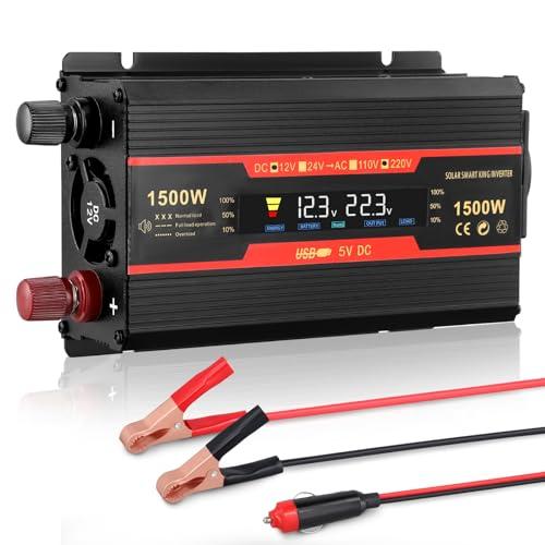 Convertitore Di Tensione 1500W,Power Inverter 12V 220V,Premio Avec Allume Cigare,2 Porte Usb,Invertitore Di Tensione Per Auto,Camper