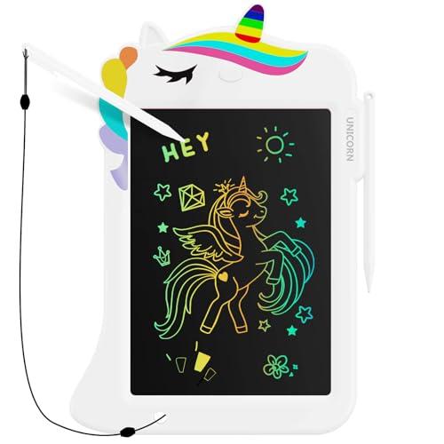 Genialba 8.8inch Unicorno LCD Tablet Schermo Colorato Tavola Da Scrittura Giocattoli per Bambini Imparare Giocattoli Educativi Regali per Compleanno di Natale per 2 3 4 5 6 Anni Ragazze (Bianco)