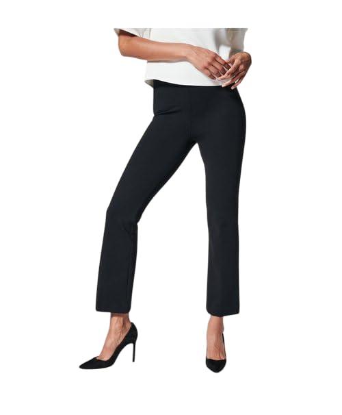 Pantaloni Donna a Zampa Corti – Vita Alta Elasticizzata – Campana Aderenti – Lunghezza Caviglia – Made in Italy – Elegante (IT, Testo, L, Regular, Regular, Nero)