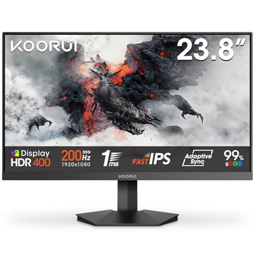 KOORUI G2411P 24 Pollici Gaming Monitor, Full HD 1080p Computer Monitors, Fast IPS, 200Hz, 1ms, HDMI(2.0)*2, Sync Adaptive Tecnologia, VESA (75mm*75mm) Compatibile, Eye Care, Inclinazione Regolabile