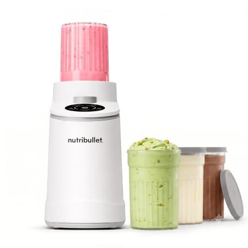 nutribullet Chill – Gelatiera per Gelato, Sorbetto, Smoothie, Frozen Yogurt, Ice Cream, 5 Programmi Automatici, Macchina per Gelato, 3 Contenitori con Coperchio, Ideale per Famiglie, Bianca (NBD0503W)