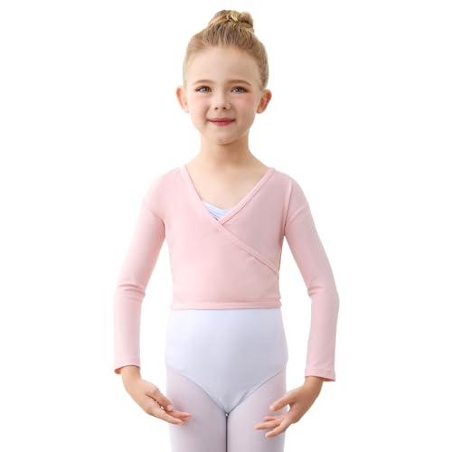 boruizhen Maglioncino da Balletto Cotone Top da Danza Classica Manica Lunga Maglia a Incrocio da Balletto per Bambini e Donne Rosa M
