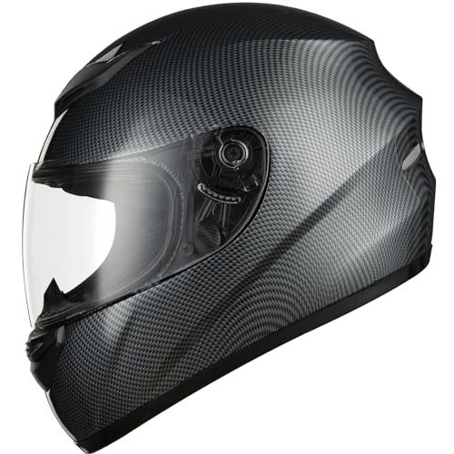 Favoto Casco moto integrale per Adulti Approvato ECE Caschi Traspiranti Protezione di Sicurezza M (57-58cm) Fibra di Carbonio
