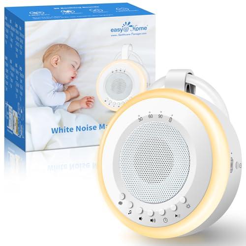 Macchina Rumore Bianco Neonato Portatile: Easy@Home 2 in 1 White Noise Machine Succhietto e Luce Notturna | 20 Suoni di Ninne Nanne Rilassanti e Suoni Naturali e 3 Impostazioni del Timer
