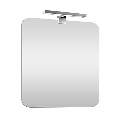 Inbagno Specchio bagno con luce Led 60x90 cm, installazione reversibile, lampada 30 cm a risparmio INCLUSA (Luce Naturale)