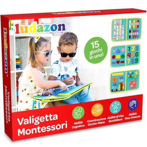 LUDAZON Valigetta Montessori: L'unica in Italiano, REGALI DI NATALE Bambini 1 2 3 4 5 Anni, Idee Regalo Bambino Bambina, Busy Board da Viaggio, Quiet Book, Pannello Interattivo, Guarda Il Video