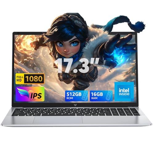 ACEMAGIC 17,3 Pollici PC Portatile 16GB DDR4 RAM 512GB SSD,Processore N95(Più veloce di N4200/N5095) Fino a 3,4 GHz,UHD Grafica WiFi 5,BT5.0,HDMI,Typo C,Apertura e chiusura 180°,Laptop Argento