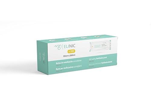 Elinic Sacchetti autoadesivi per sterilizzazione a vapore e EtO 200 pezzi (90 x 260 mm)