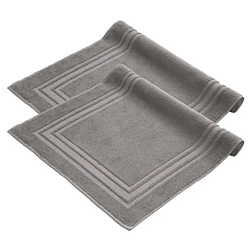 Komfortec - Set di 2 Tappetini da Bagno, Tappetini in Spugna per Doccia, Lavabili, Assorbenti e a Rapida Asciugatura – 600 g/m², 100% Cotone, 50x70 cm, Antracite