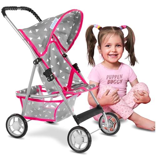 Kinderplay Passeggino per Bambole – Leggero e Pieghevole a Ombrello – Per bambine 3+ anni, tela lavabile e ruote antigraffio – Struttura in alluminio, 41x33x56 cm