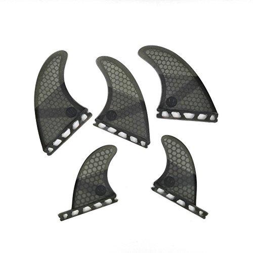 UPSURF Tavola da Surf Tri - Quad Fin Set Future Pinne Lana di Vetr Tavola da Surf 5 Pinne Stile Propulsore Set Favo (Grigio G5+GL)