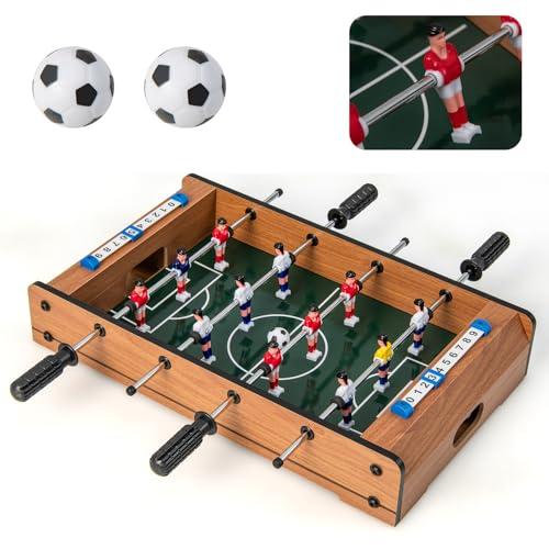 HOMASIS Mini Calcio Balilla Interattivo, Biliardino da Casa con 4 Aste, Segnapunti e 2 Palline, Babyfoot per Bambini e Adulti, Gioco di Calcetto da Tavolo per Feste, 51 x 30,5 x 9 cm