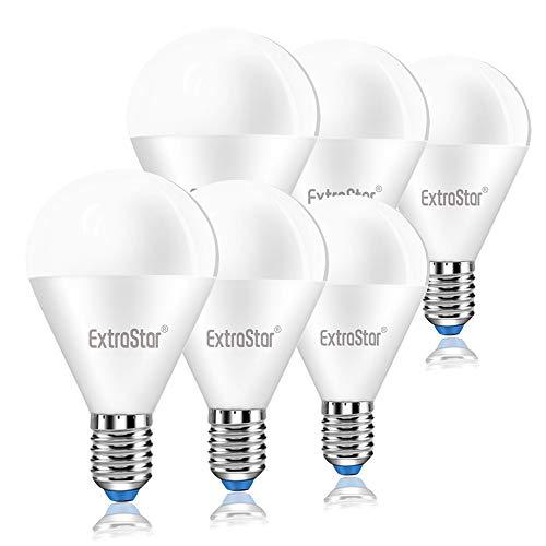EXTRASTAR Lampadina LED E14,8W Equivalenti a 64W,6500K,luce bianca fredda,Confezione da 6