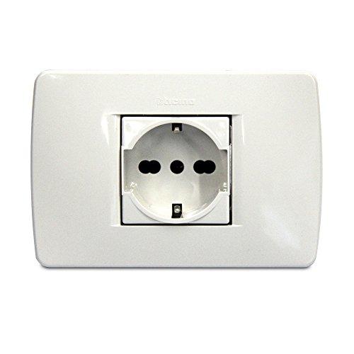 BTicino S4140CAB Luna Premont Kit Presa Standard Tedesco/Bipasso, Bianco