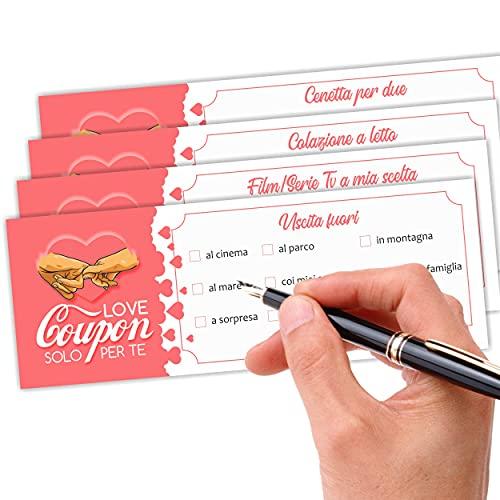 Love Coupon di coppia. Regalo per fidanzato fidanzata amore. Idea regalo per anniversario fidanzamento matrimonio per lui per lei. Sorpresa romantica originale simpatica per San Valentino o compleanno