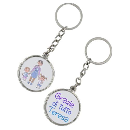 Portachiavi assistente scolastico insegnante di sostegno logopedista babysitter Personalizzato con Nome, Disegno e Frase - Regalo Fine Anno Scolastico – Scuola asilo nido