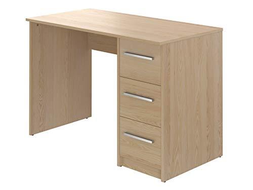 Amazon Basics Scrivania moderna per ufficio a casa, per computer, con 3 cassetti, facile montaggio, 56 x 110 x 73,5 cm, colore faggio