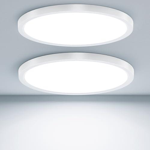 Taipow 18W 2448LM 6500K Plafoniera Led Soffitto Moderna, IP44 Lampada da Soffitto Rotonda per Garage Corridoio Bagno Camera da letto Cucina Seminterrato Ø22CM (2 pezzi)