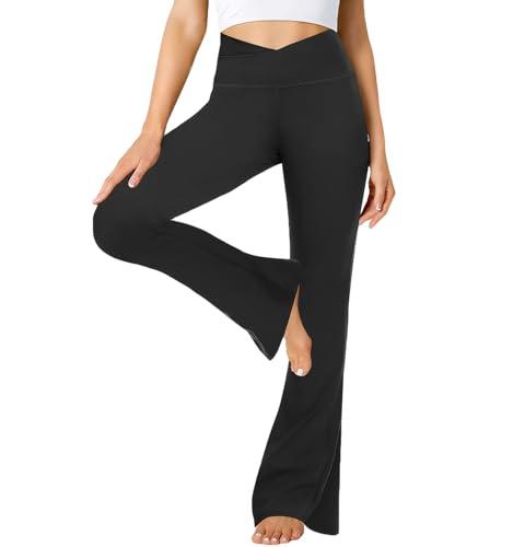 Getervb Pantaloni da Yoga Donna Vita Alta V-Cross Leggings Bootcut Pantaloni a Zampa Push Up Gamba Larga Leggings Sportivi Palestra Danza Casual