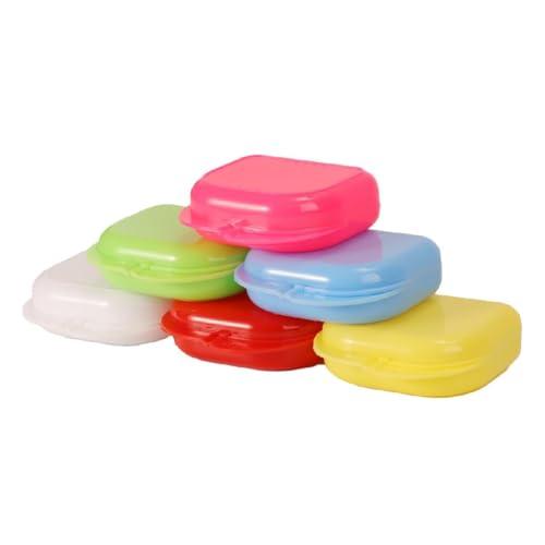 6 Scatole Portatili per Apparecchi Dentali - Contenitore per Dentiere con Fori di Ventilazione - Ideale per Mascherine Trasparenti, Bite, Fermo Ortodontico - 6 Colori (8x7.6x2.6 cm)