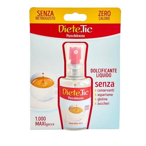 Diete.Tic, Dolcificante Liquido Zero Calorie, Formato Spray 100 ml (1 MAXI Goccia=1 Cucchiaino di Zucchero), Senza Glutine, Senza Conservanti e Aspartame, Ottimo per Dolci, Bevande, Yogurt, Macedonie