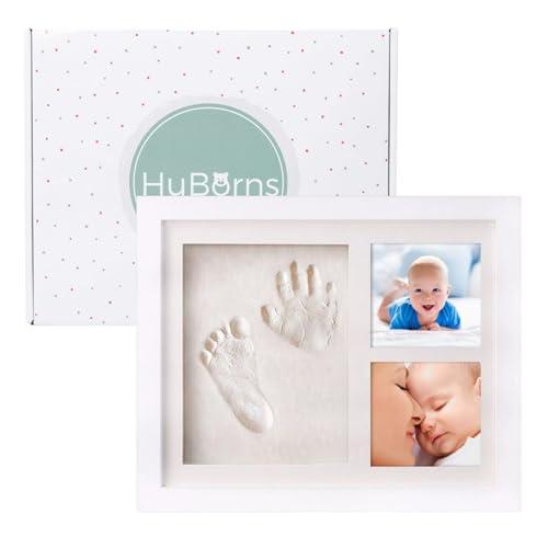 HuBorns – Kit impronte neonato con argilla, cornice per calco mani e piedi, idea regalo nascita o battesimo, ricordo originale per bimbo e bimba