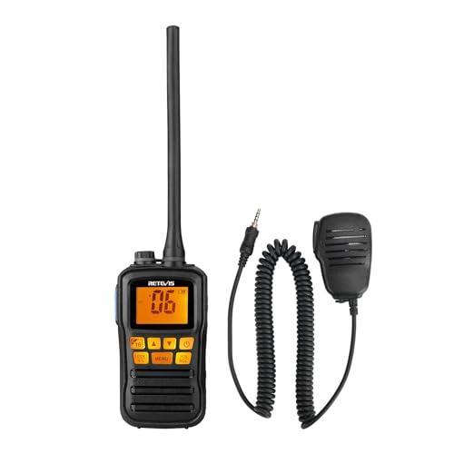 Retevis RM01 Radio VHF Marino Portatile, Radio Impermeabile IP67, Vibrazione, Galleggiante 88 Canali, Radio Marina con Microfono per Kayak, Pesca, Nautica (Nero, 1 Pezzo)