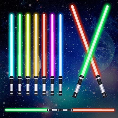 OSDUE Lightsaber RGB a 7 Colori Modificabili, New 2in1 Spada Laser, Soundfont di Battaglia di Film Simulati, Lightsaber Light Up Toy per Adulti/Adolescenti, Manico Lunghezza Regolabile 82-160 cm