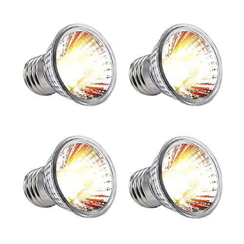 NEWFUN Lampada termica a tartaruga, 4 pezzi, E27, 50 W, dimmerabile, 220 V, UVA + UVB, lampada da sole a spettro completo, lampada per il riscaldamento del sole, per Lizard, rettili d'acquario