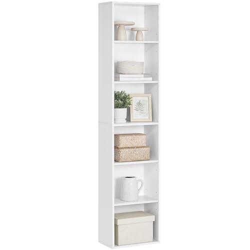 VASAGLE Libreria, Scaffale Libreria a 6 Ripiani, Scaffale Portaoggetti Aperto, 24 x 40 x 178,5 cm, per Soggiorno Studio Sala da Pranzo, Bianco Nuvola LBC167T14