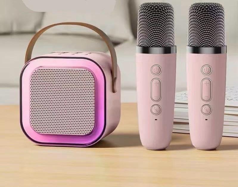 Cassa Karaoke Bluetooth Portatile con LED + Microfono Wireless | 1 o 2 Microfoni Senza Fili | Speaker Ricaricabile per Feste, Eventi, Serate Karaoke | USB, AUX, TF, Bluetooth (Rosa Con 2 Microfoni)