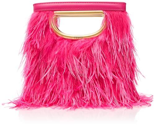 Pinko Square Mini Feathers, Borsa Donna, N17Q_Pink Antique Gold, Taglia Unica