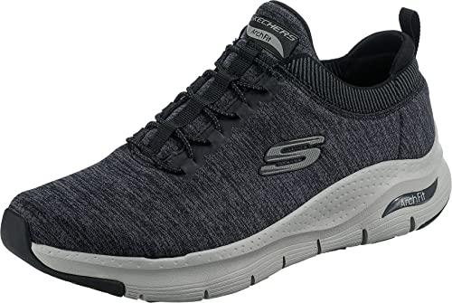 Skechers Arch Fit Waveport, Scarpe da ginnastica Uomo, Nero Mesh Grigio Trim, 44 EU