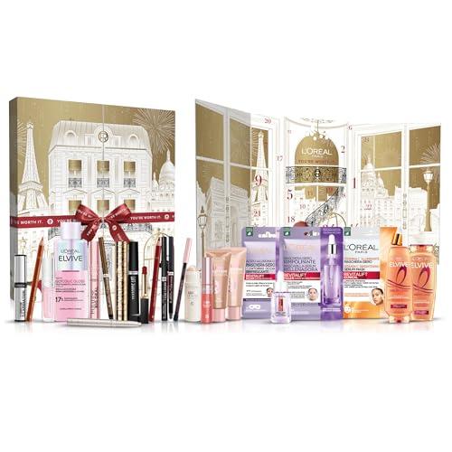 Calendario dell'avvento makeup 24 giorni L'Oréal Paris 2025, 24 prodotti iconici makeup, skincare e haircare L'Oréal Paris