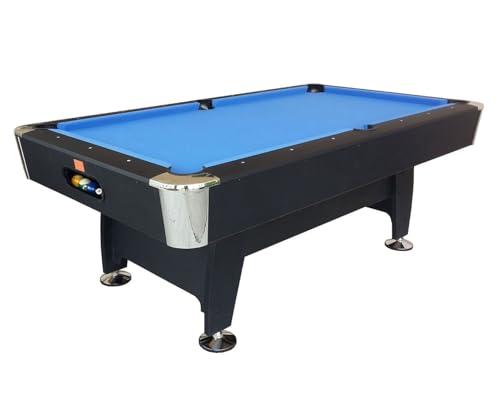 Biliardo Black Norman Light (Panno Blu) - 214 x 123 cm - con Ritorno di biglia ed Tutti Gli Accessori