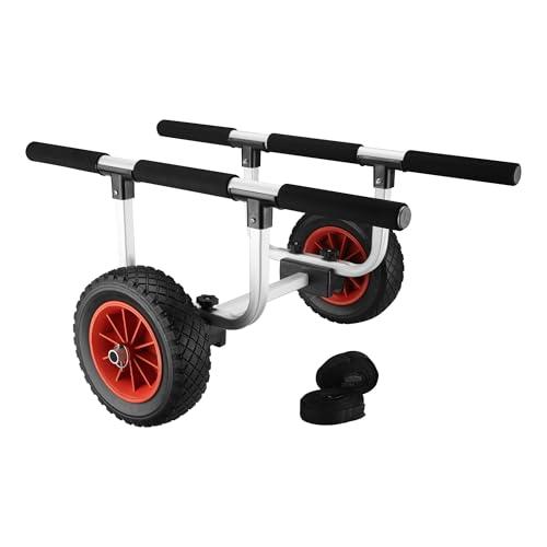 Wiltec Carrello da Trasporto per Kayak in Alluminio con Ruote in PU Ø 22 cm Larghezza Regolabile Max 90 kg