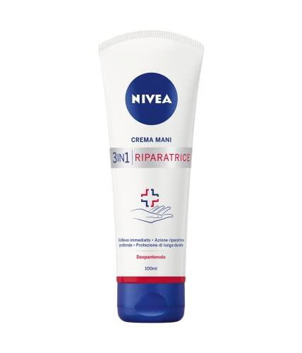 NIVEA Crema Mani Riparatrice 3in1 da 100 ml, Crema mani secche, arrossate e screpolate con Dexpanthenolo, Formula riparatrice e nutriente