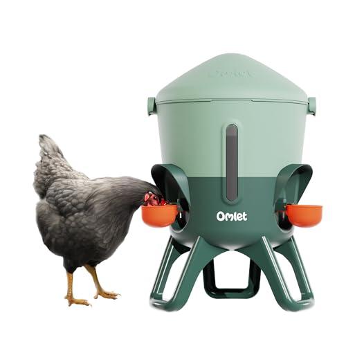 Omlet Bevitore termico per polli, 5,5 litri, erogatore automatico di acqua per polli, senza BPA, coperchio a cupola anti-rottura, include 5 tazze e capezzoli, verde salvia