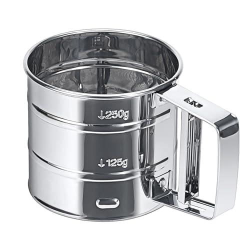 MumdoYAL setaccio Farina,setaccio da Cucina,spargi Zucchero a Velo,con Manico ad azionamento Singolo, capacità di 250 Grammi