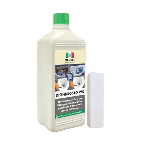 MARBEC DISINKROSTO WC 1LT Disincrostante forte per wc, elimina incrostazioni di calcare e ruggine. Perfetto per wc, cassette e sanitari, garantisce una pulizia profonda ed efficace.