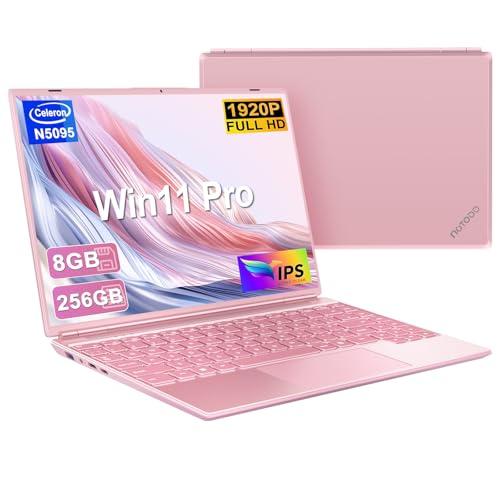 2025 PC Portatile Win11 Pro Notebook 14 Pollici CPU N5095 (fino a 2.9 GHz) 5G WIFI, Laptop 256GB SSD Estension 1TB丨8GB RAM丨Ventola Raffreddamento Schermo丨1920 * 1200 2K FHD-Pink