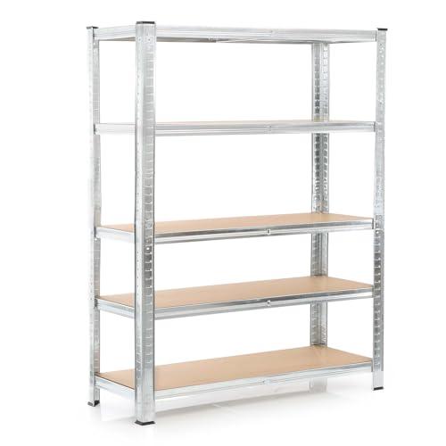 Wiltec Scaffale per carichi pesanti 120x40x180cm, carico totale 875kg, scaffalatura senza bulloni in acciaio zincato, con 5 ripiani, per officina