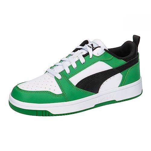 PUMA Rebound V6 Lo Jr, Sneaker Unisex - Bambini e ragazzi, Puma White Puma Black Archive Green, 37 EU